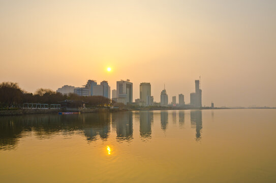 镇江长江夕阳