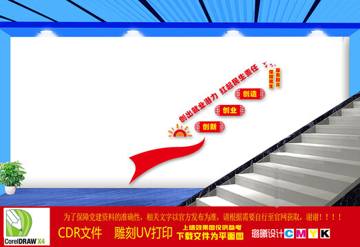 服務(wù)民生穩(wěn)就業(yè)樓梯文化墻