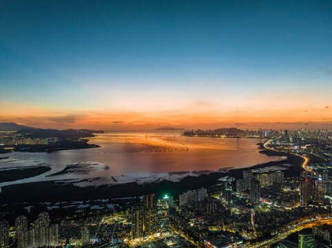 深圳湾日落霞光