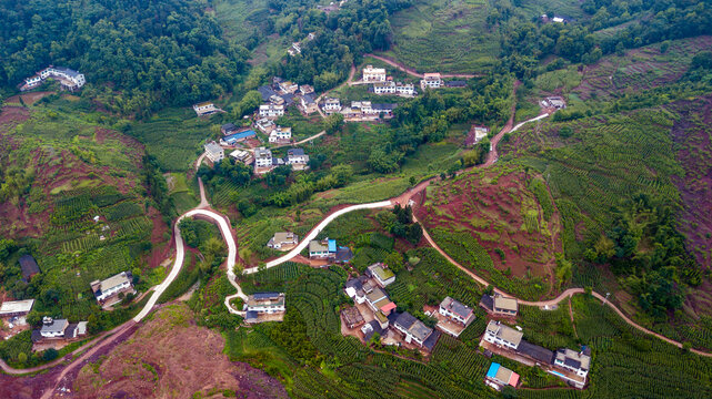 航拍四川宜宾山区村庄风景