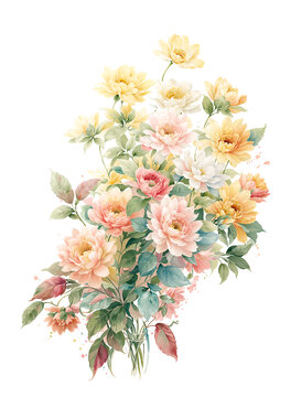 分層水彩獨(dú)幅清新花卉