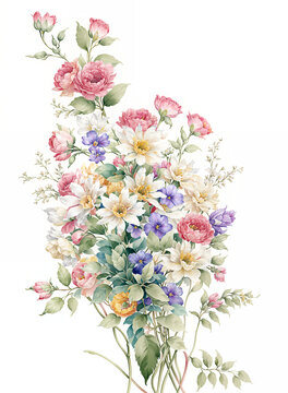 分層水彩獨(dú)幅清新花卉