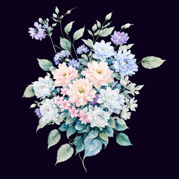 分層水彩獨(dú)幅清新花卉