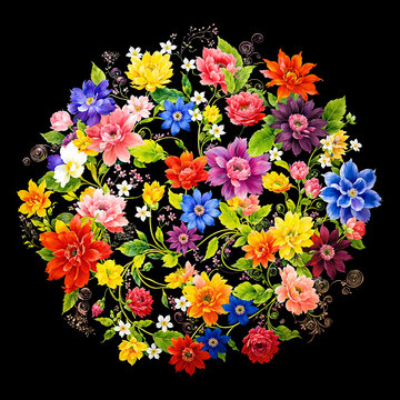分層水彩獨(dú)幅花卉
