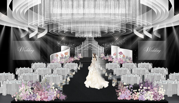 韩式粉紫色水晶婚礼效果图