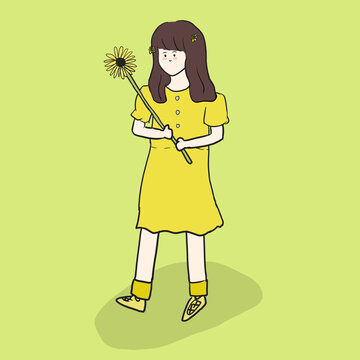 可愛(ài)卡通黃裙子女孩