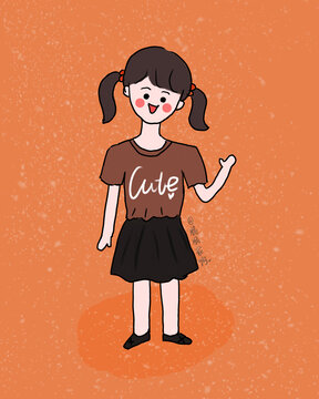 可愛卡通小女孩