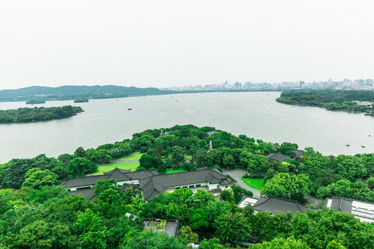 杭州西湖全景航拍