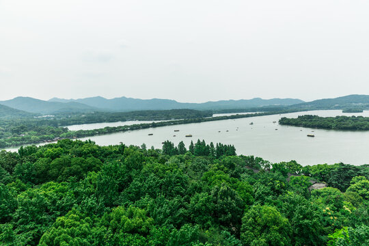 杭州西湖全景航拍