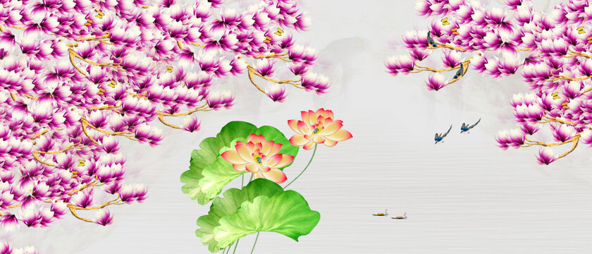 玉蘭花背景墻