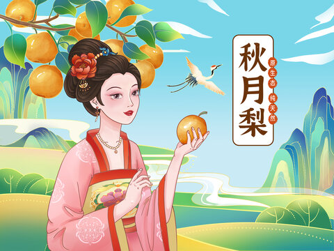 秋月梨包裝插畫