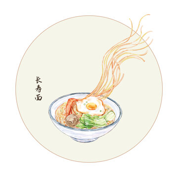 手绘美食面条插画