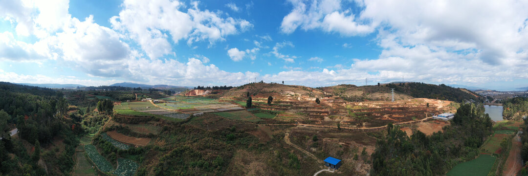 航拍云南江川甘棠箐