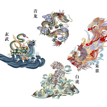 手繪4大圣獸