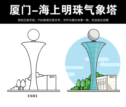 厦门地标建筑海上明珠气象塔