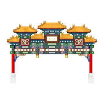 唐人街牌樓正立面效果圖
