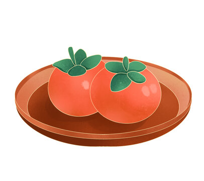 簡約創(chuàng)意國風卡通柿子插畫