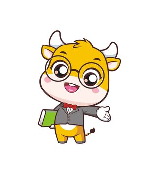 卡通可愛(ài)小牛老師