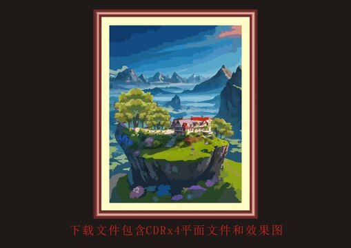 抽象藝術風景裝飾畫森林樹木