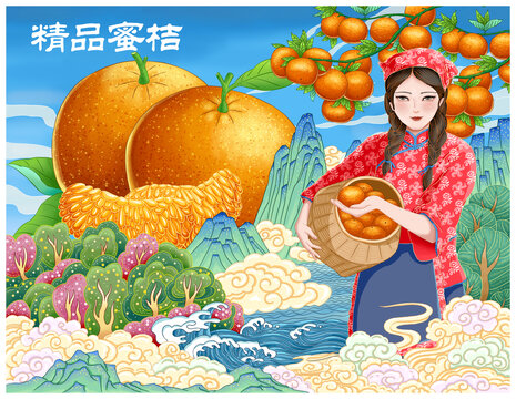 桔子包裝插畫