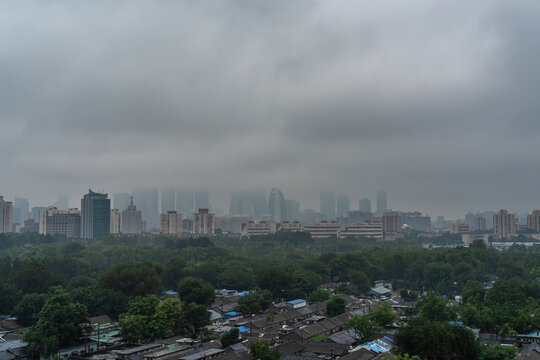 北京国贸cbd地标建筑云雾