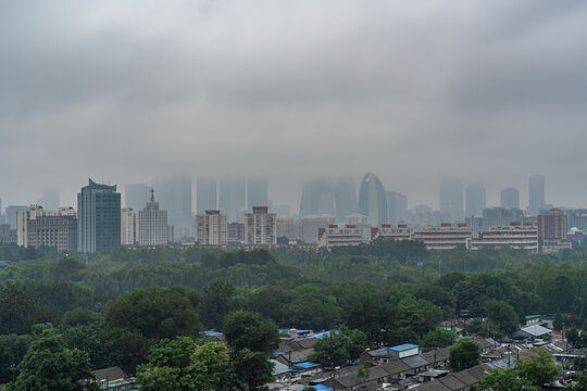 北京国贸cbd地标建筑云雾