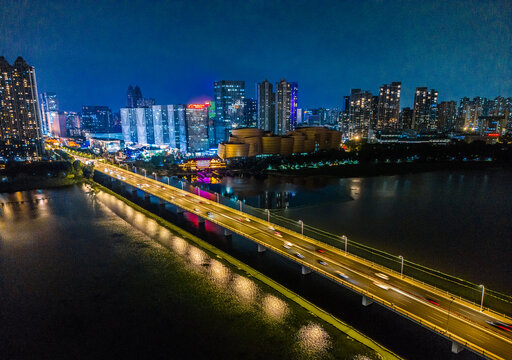 沙湖大桥夜景