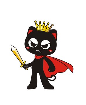 卡通可愛(ài)黑貓武士拿寶劍