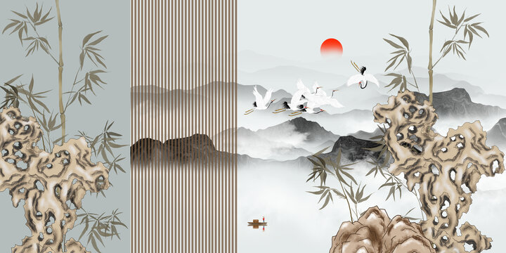 水墨竹子家裝背景