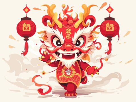 龍年春節(jié)龍卡通形象吉祥物