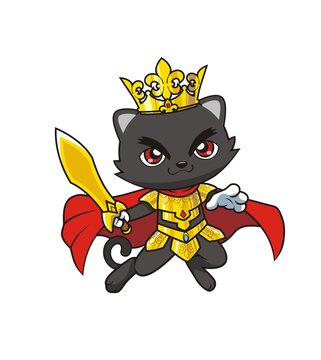 卡通可爱黑猫武士