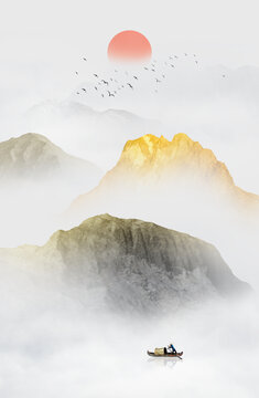 金色山水畫