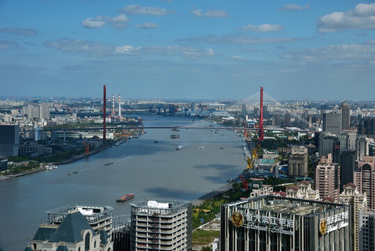 上海杨浦大桥城市建筑风光