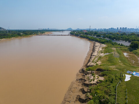 航拍济南百里黄河风景区4