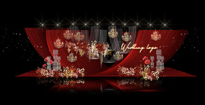 紅色布?；槎Y效果圖