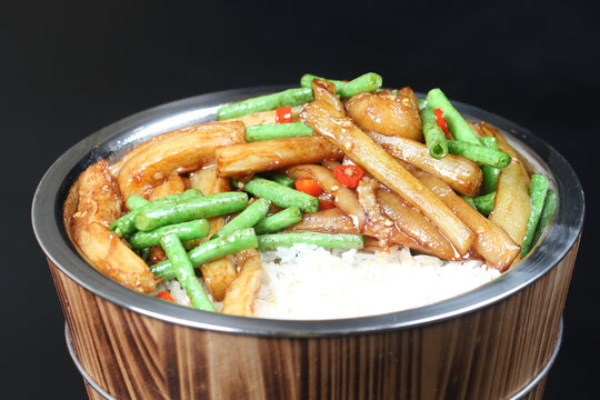 茄子豆角飯