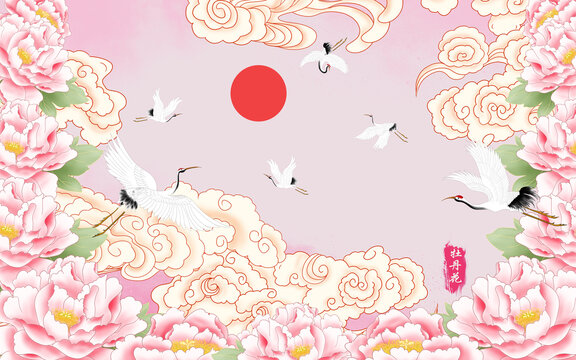 國畫牡丹花