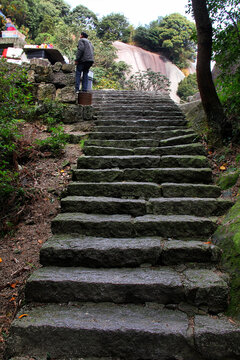 黄山登山石台阶