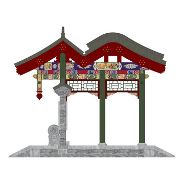 垂花門(mén)側(cè)立面效果圖