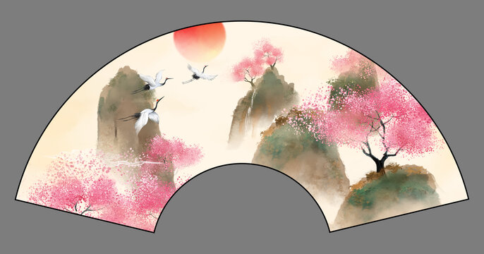 折扇古風(fēng)插畫(huà)