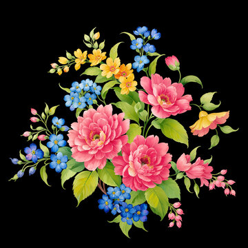分層水彩獨(dú)幅花卉