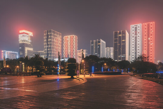 柳州市民广场与河东CBD夜景