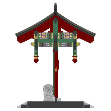 垂花門剖面效果圖