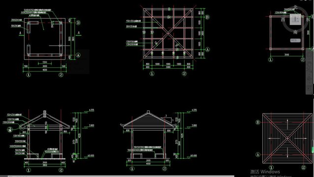 木亭子施工图cad