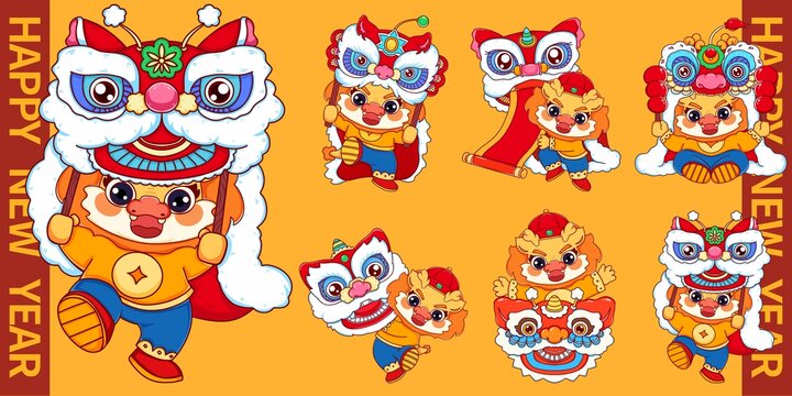新春舞獅2024龍年國(guó)潮海報(bào)