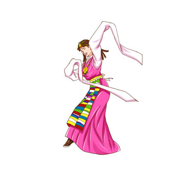 藏族女孩跳舞的人