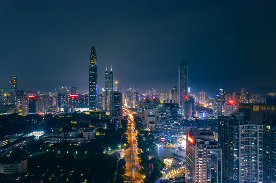 城市建筑深南大道深圳夜景