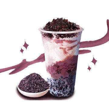 紫米酸奶手绘