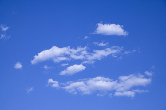 蓝天中飘着一群白云