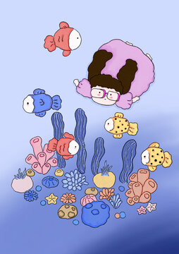 海底小世界兒童插畫
